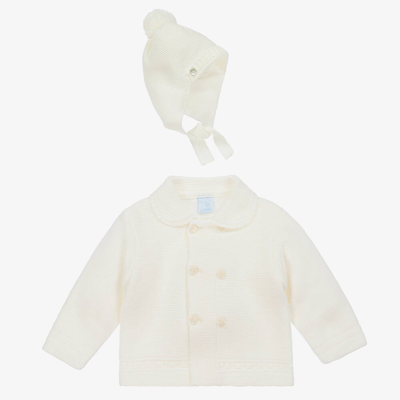 Artesania Granlei Ivory Knitted Baby Coat & Hat Set