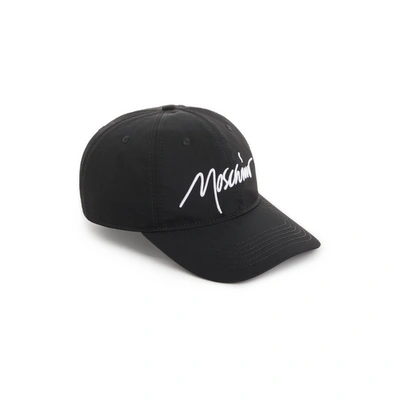 Moschino Logo Embroidery Cap In Black