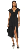 Weworewhat Slit Front Eyelet Ruffle Midi Dress In Eyelet Black