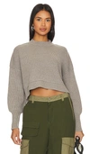 Free People Easy Street Crop Pullover In Heather Grey