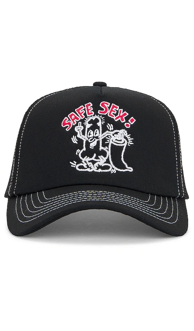 Jungles X Keith Haring Safe Sex Trucker Hat In Black