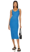 Enza Costa Ribbed Tank Silk-blend Midi Dress In Pool Blue