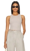 ENZA COSTA SILK CROPPED BOLD SHEATH TANK