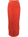 PARIS GEORGIA RED FARRAH RUCHED MAXI SKIRT,PG46119908620