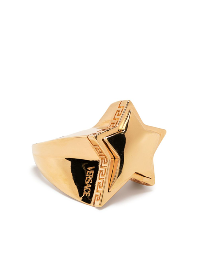 Versace Greca Star-shaped Ring In Gold