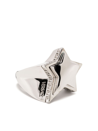Versace Greca Star-shaped Ring In Silver