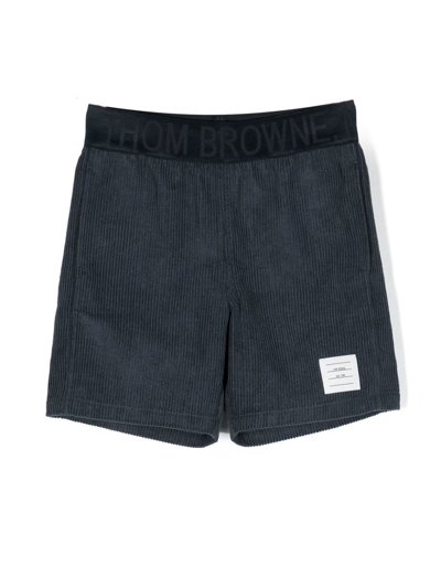 Thom Browne Kids' Corduroy Panel Shorts In Blue