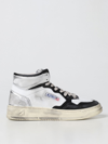 Autry Super Vintage Distressed Leather High-top Sneaker In White