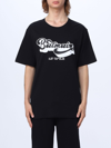 Balmain Black Crewneck T-shirt With 70s Logo Print In Organic Cotton Man In Black