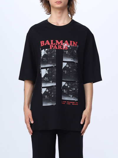 Balmain Organic Cotton Graphic T-shirt In Black