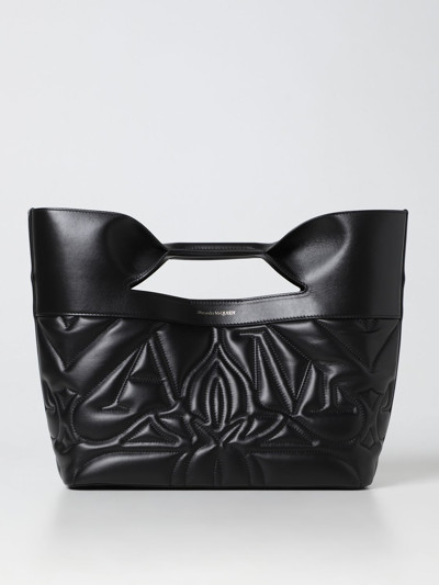 Alexander Mcqueen Leather Bag With Logo In Black