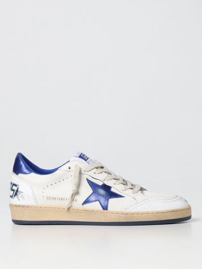 Golden Goose Ballstar White Low Top Sneakers With Star Patch On The Side And Maxi Lettering On The Rear In Leathe