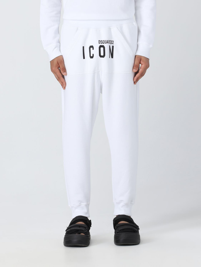 Dsquared2 Printed Cotton Trousers In White