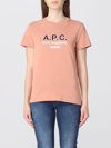 Apc Flocked-logo Cotton T-shirt In Pink
