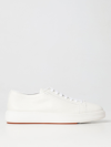 Santoni Classic Grainy Leather Sneakers In White