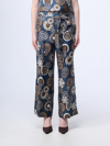 S Max Mara Graphic-print Silk Palazzo Pants In Blue,white,brown