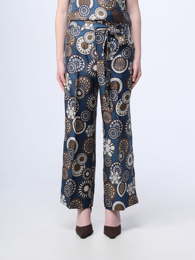 's Max Mara 'timeb' Cropped Trousers In Printed Silk Twill In Blue