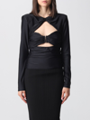 Self-portrait Ruched Cut-out Top In Black