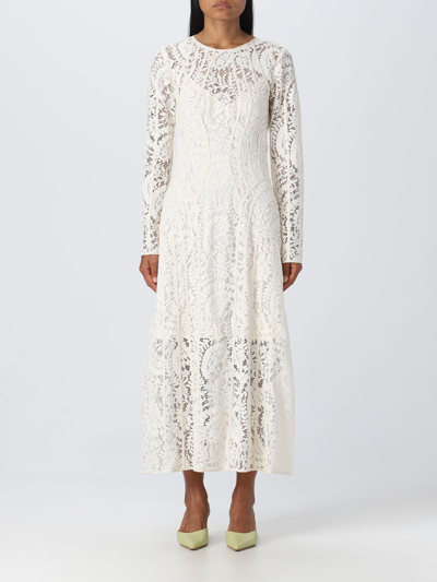 Zimmermann White Devi Floral-lace Panelled Midi Dress In Neutrals