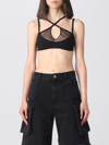 Attico Mesh-panel Criss-cross Bralette Top In Black
