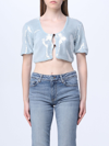 Ganni Woman Top Sky Blue Size 6 Recycled Polyester In Ice