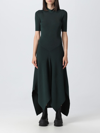 Stella Mccartney Asymmetric Ribbed-knit Short Sleeved Dress In Green