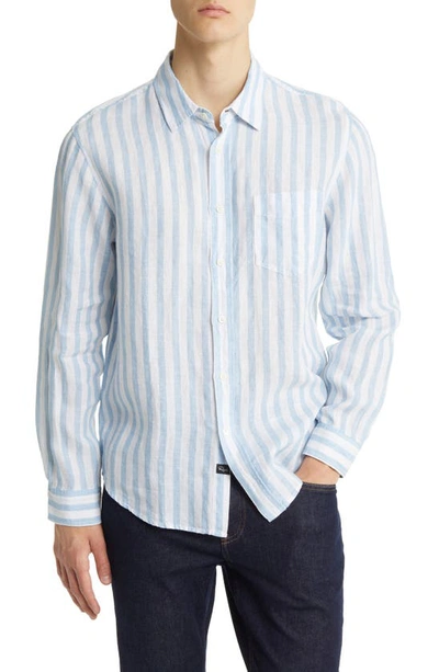 Rails Men's Havana Stripe Long-sleeve Shirt In White