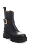 Chloé Owena Buckled Leather Ankle Boots In Black