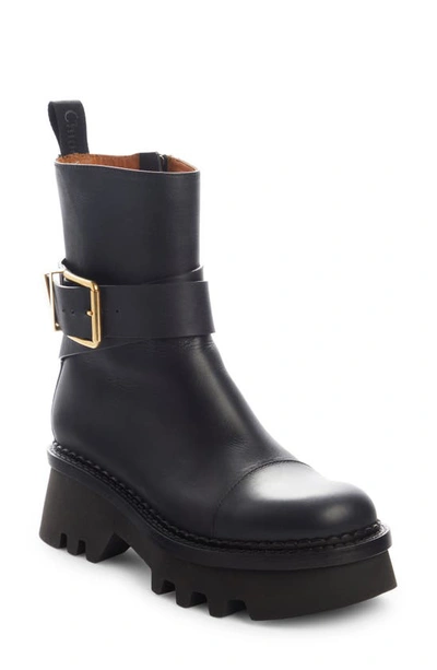 Chloé Owena Platform Bootie In Black