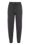 Brunello Cucinelli Cotton English Rib Knitted Trousers With Shiny Tab Pocket In Dark Grey