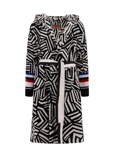 Missoni Abstract-pattern Terry-cloth Bathrobe In Black