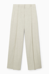 Cos Linen-blend Wide-leg Tailored Trousers In Beige