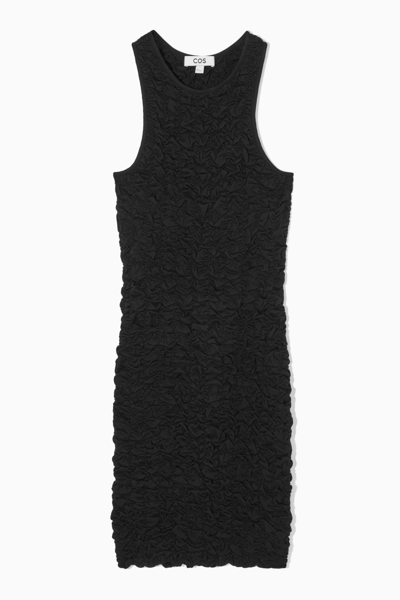 Cos Smocked Waistcoat Dress In Black