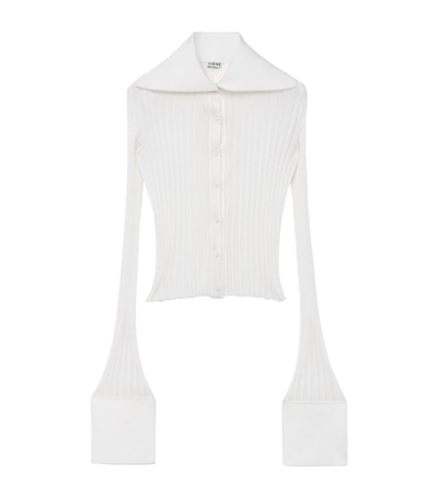 Loewe Ribbed-knit Cardigan In White