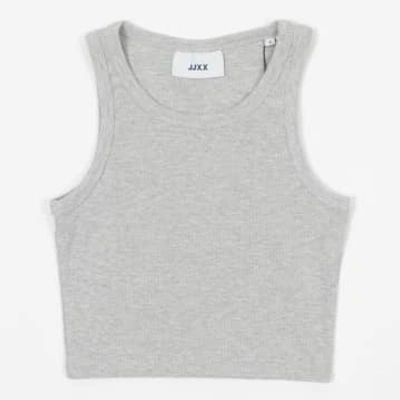 Jjxx Fallon Ribbed Cropped Tank Top In Light Gray In Grey