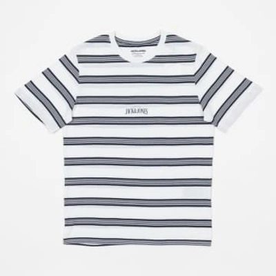 Jack & Jones Block Stripe Short Sleeved T-shirt In Bright White