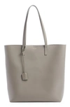 Saint Laurent Leather Shopper Tote Bag In Greyish Brown