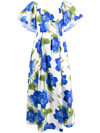 BORGO DE NOR BLUE FLORAL PRINT DRESS - WOMEN'S - RECYCLED POLYESTER/COTTON/VISCOSE,GIOVANNADRESSTWILL19658122
