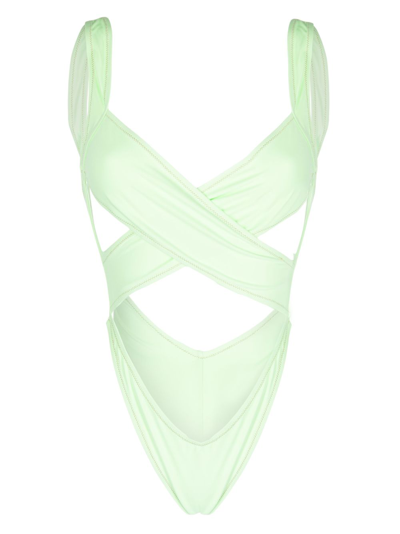 Reina Olga Crisscross Design Wrap Bikini In Green