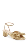 Loeffler Randall Camellia Pleated Bow Heel With Ankle Strap In Gold In Gold