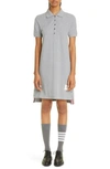 Thom Browne Stripe Piqué Polo Dress In Light Grey