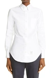 Thom Browne White Classic Oxford Long Sleeve Button Down Point Collar Shirt