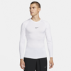 Nike Men's  Pro Dri-fit Tight Long-sleeve Fitness Top In White/black