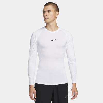 Nike Men's  Pro Dri-fit Tight Long-sleeve Fitness Top In White