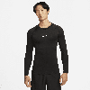 Nike Men's  Pro Dri-fit Tight Long-sleeve Fitness Top In Black