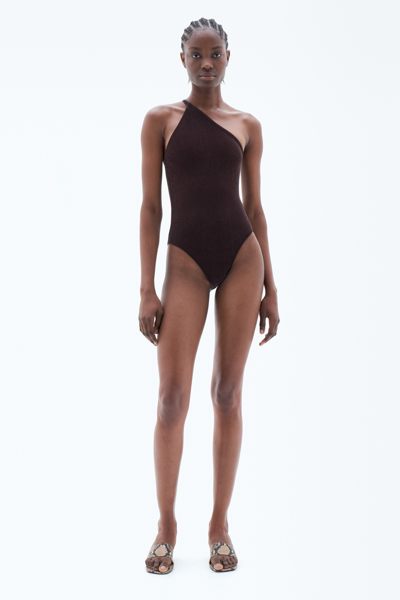 Filippa K Asymmetric Swimsuit In Braun