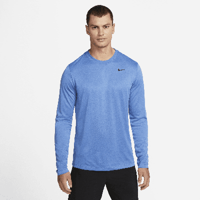 Nike Men's Relaxed-fit Long-sleeve Fitness T-shirt In Blue