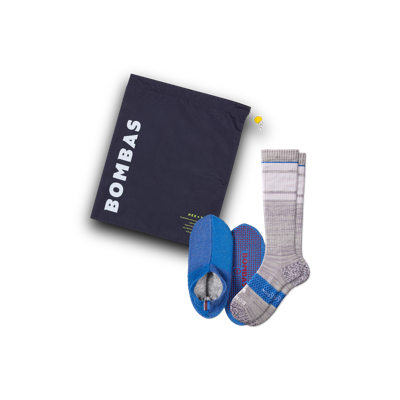 Bombas Travel Compression Sock And Gripper Slipper 2-pack In Lavender Moon Lagoon