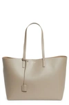 Saint Laurent Shopping Leather Tote In Greyish Brown