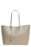Saint Laurent Shopping Leather Tote In Grey